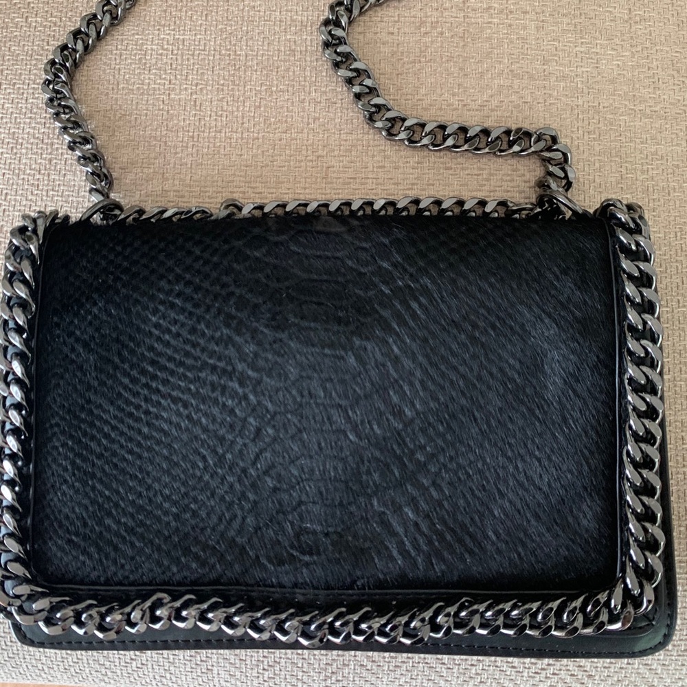 Zara Black Shoulder Bag with Silver Chain